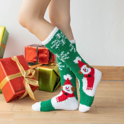 Chaussettes duveteuses Noël bonhomme de neige motif - SHEIN - Modalova
