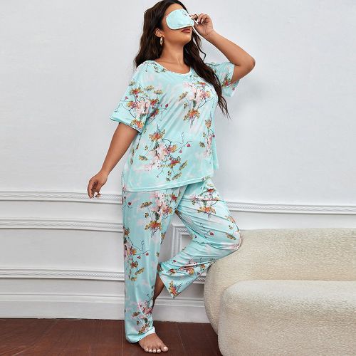 Ensemble de pyjama à imprimé floral & Masque de sommeil - SHEIN - Modalova