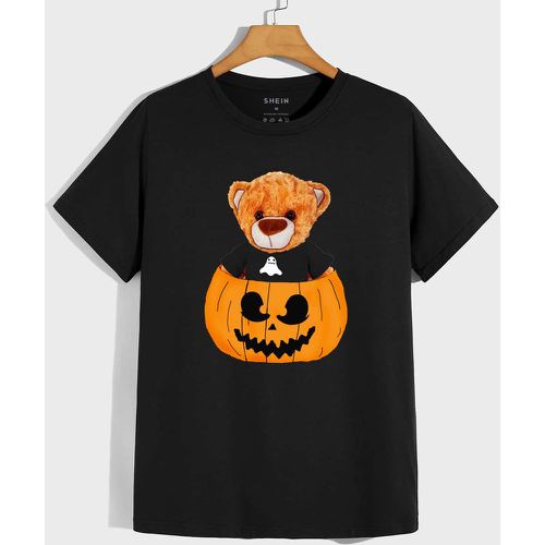 T-shirt halloween citrouille et à imprimé ours - SHEIN - Modalova