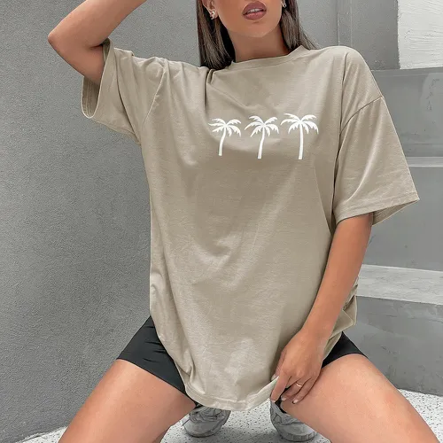 T-shirt long à imprimé cocotier - SHEIN - Modalova