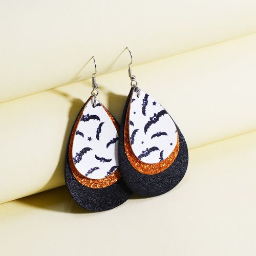 Boucles d'oreilles à design goutte d'eau halloween à imprimé chauve-souris multicouche - SHEIN - Modalova