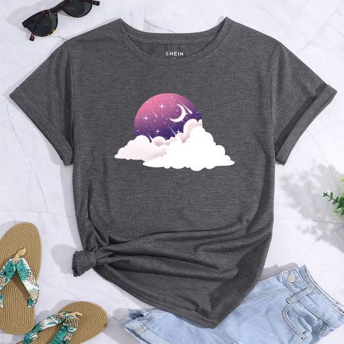 T-shirt à imprimé lune et nuage - SHEIN - Modalova
