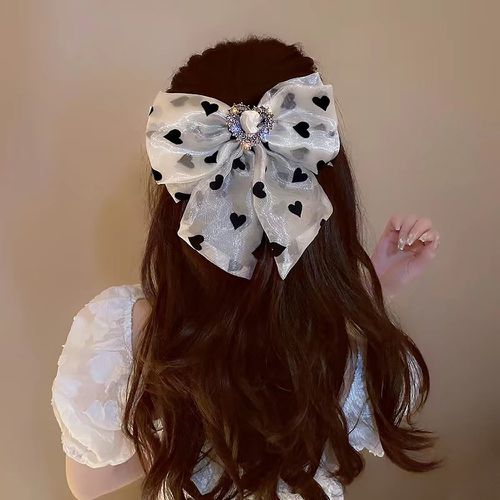 Pince à cheveux française à strass cœur & à nœud papillon - SHEIN - Modalova