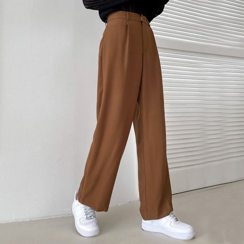Pantalon droit zippé à détail plié - SHEIN - Modalova