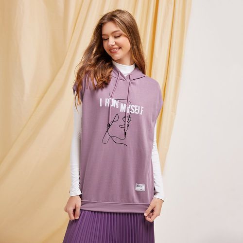 Sweat-shirt à capuche à lettres à applique à cordon (sans t-shirt) - SHEIN - Modalova