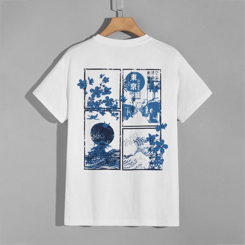 T-shirt avec motif caractère japonais et imprimé vague - SHEIN - Modalova