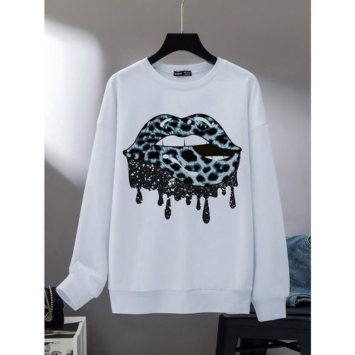 Sweat-shirt à léopard à imprimé lèvre - SHEIN - Modalova