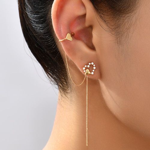 Boucles d'oreilles zircone cubique à détail cœur - SHEIN - Modalova