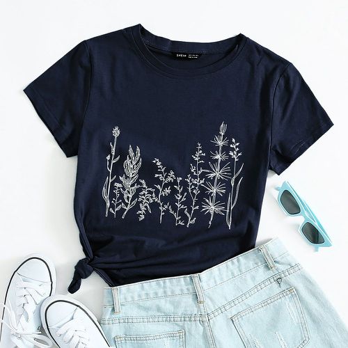 Pièce T-shirt à imprimé végétale - SHEIN - Modalova