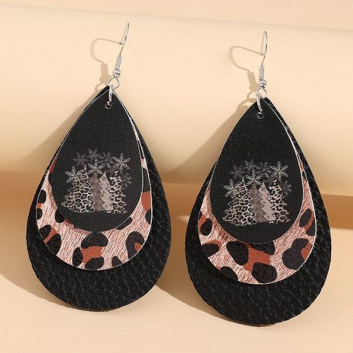 Boucles d'oreilles à design goutte d'eau arbre de Noël à motif léopard - SHEIN - Modalova