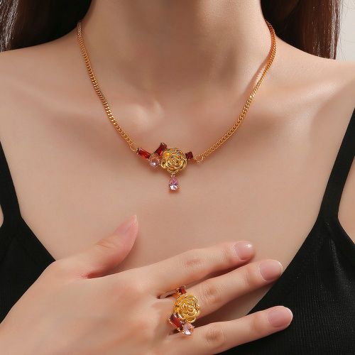 Pièces Set de bijoux à zircone cubique à fleur - SHEIN - Modalova