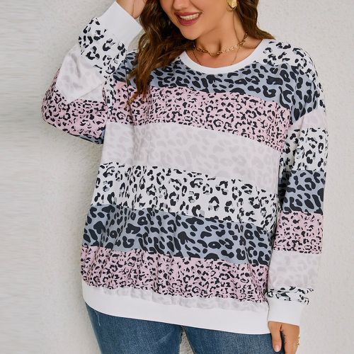 Sweat-shirt à léopard à blocs de couleurs - SHEIN - Modalova