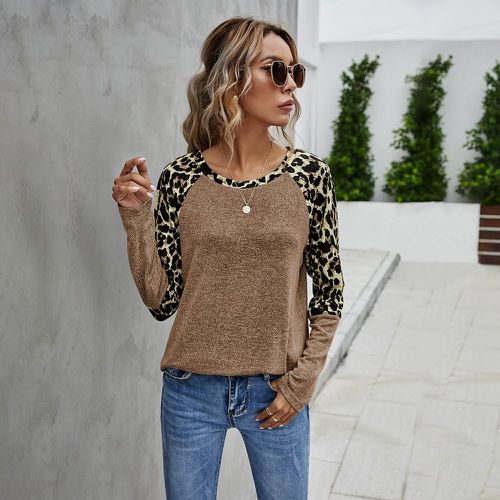 T-shirt à léopard à manches raglan - SHEIN - Modalova