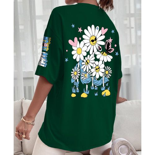 T-shirt fleuri et lettre - SHEIN - Modalova