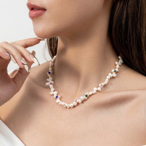 Collier à perles aléatoire avec strass perle de culture - SHEIN - Modalova