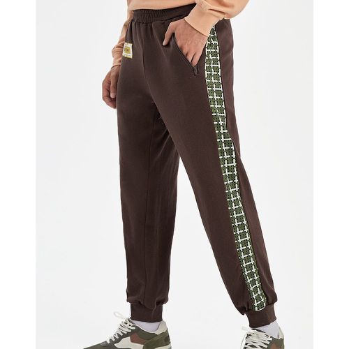 Pantalon de survêtement à carreaux à lettres zippé - SHEIN - Modalova