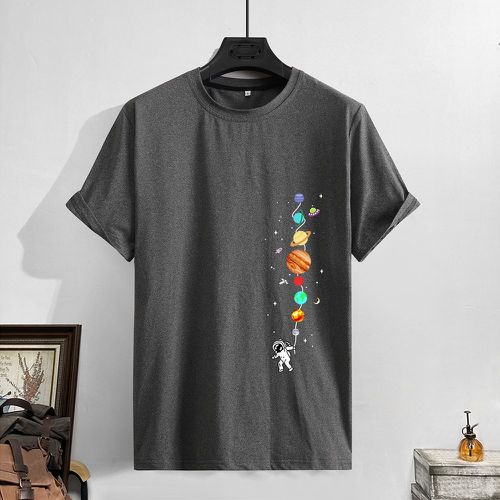 T-shirt planète et astronaute à imprimé - SHEIN - Modalova