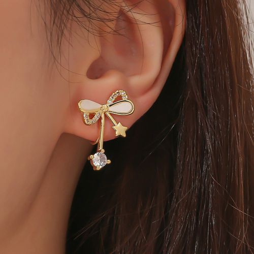 Clips d'oreilles à strass & à détail étoile design nœud - SHEIN - Modalova