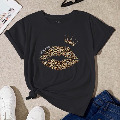 T-shirt léopard et lèvre - SHEIN - Modalova
