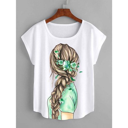 T-shirt à motif figure à manches chauve-souris - SHEIN - Modalova