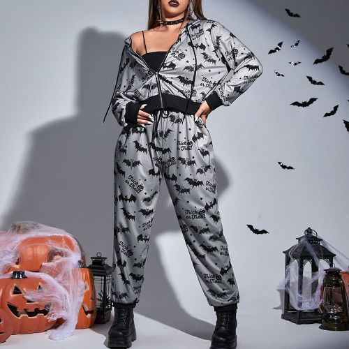 Sweat-shirt à capuche zippé Halloween citrouille et slogan & Pantalon de survêtement - SHEIN - Modalova