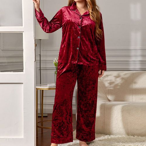 Ensemble de pyjama à bouton avec coutures contrastantes - SHEIN - Modalova