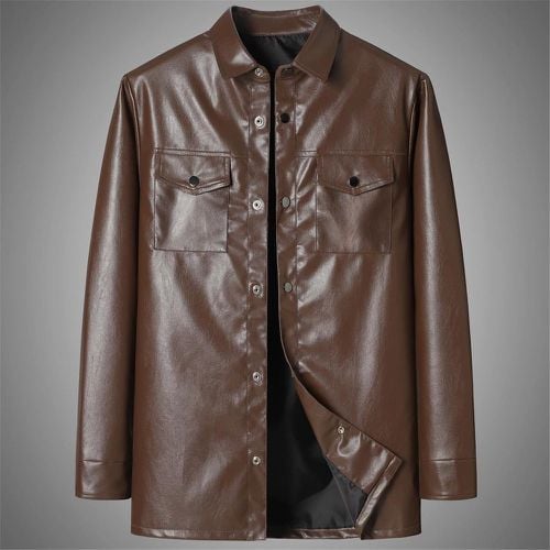Manteau poche à rabat en cuir PU - SHEIN - Modalova