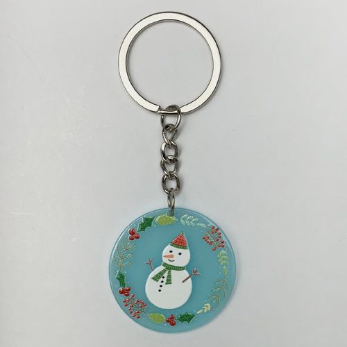 Porte-clés Noël bonhomme de neige motif à breloque ronde - SHEIN - Modalova