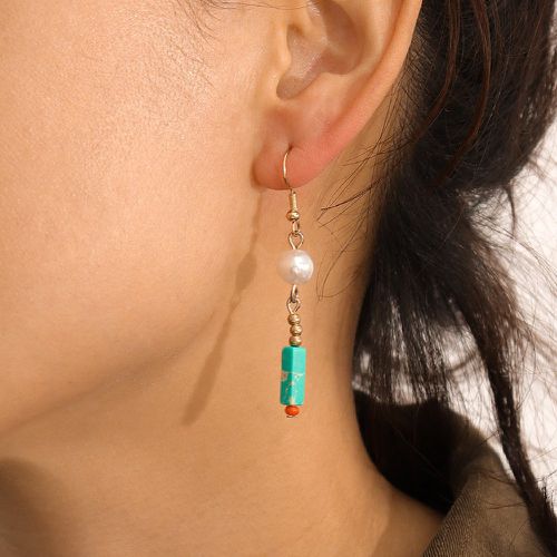 Pendants d'oreilles fausse perle & à détail turquoise - SHEIN - Modalova