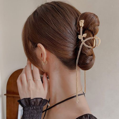 Griffe à cheveux à strass à franges à design fleur - SHEIN - Modalova