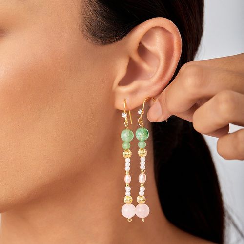 Pendants d'oreilles à cristal naturel & perle de culture perlé - SHEIN - Modalova