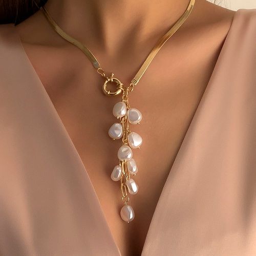 Collier avec pendentif fausse perle à franges - SHEIN - Modalova