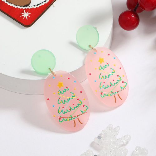Pendants d'oreilles arbre de Noël motif à détail ovale - SHEIN - Modalova