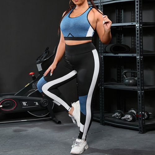 Brassière de sport étirement à quatre voies à blocs de couleurs avec leggings - SHEIN - Modalova
