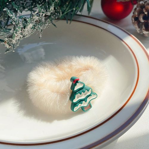 Élastique à cheveux arbre de Noël en tissu duveteux - SHEIN - Modalova