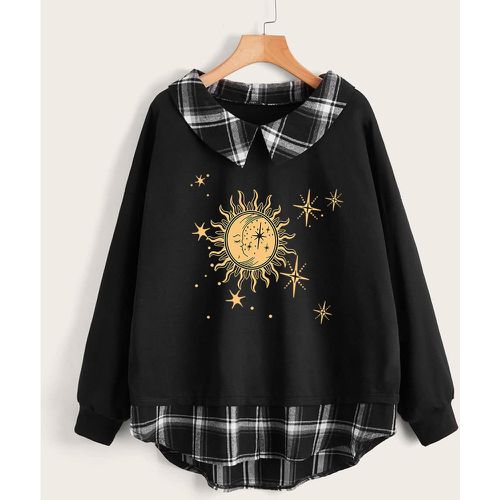 Sweat-shirt 2 en 1 à imprimé étoile et soleil à carreaux - SHEIN - Modalova