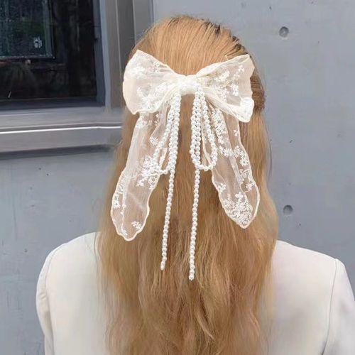 Pince à cheveux française à fausse perle et nœuds - SHEIN - Modalova