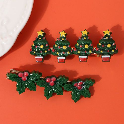 Pièces Pince à cheveux alligator à détail arbre de Noël & feuille - SHEIN - Modalova