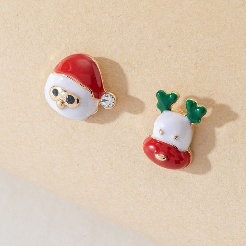 Boucles d'oreilles dépareillées père Noël & design renne - SHEIN - Modalova