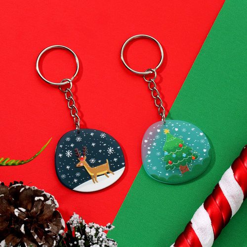 Pièces Porte-clés arbre de Noël & wapiti à breloque géométrique - SHEIN - Modalova