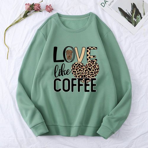 Sweat-shirt à motif cœur à léopard - SHEIN - Modalova