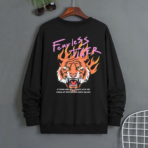 Sweat-shirt à imprimé tigre et slogan - SHEIN - Modalova