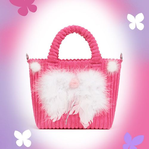 Sac carré rose fluo à détail plume - SHEIN - Modalova