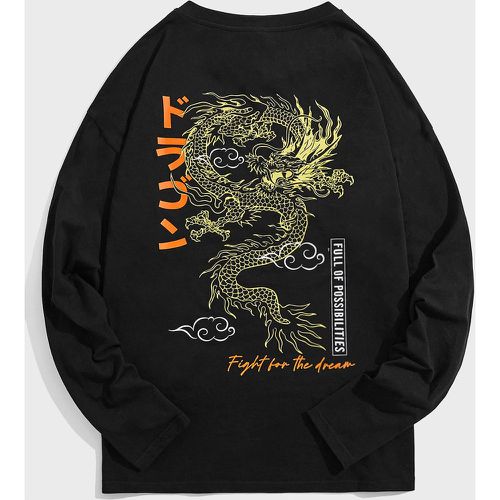 T-shirt avec motif caractère japonais et dragon chinois - SHEIN - Modalova