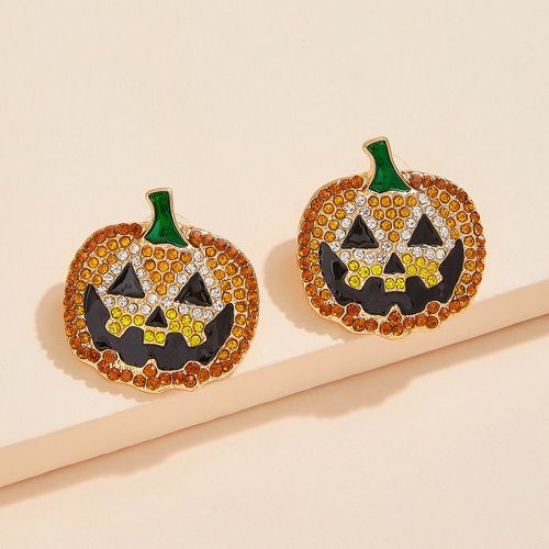 Clous d'oreilles halloween à strass citrouille design - SHEIN - Modalova
