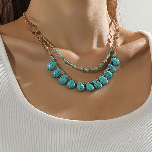 Collier turquoise & à perles - SHEIN - Modalova