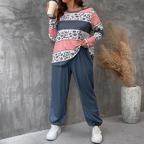 Pantalons de survêtement & T-shirt léopard à blocs de couleurs - SHEIN - Modalova