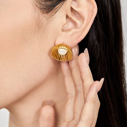 Clous d'oreilles ajouré à fausse perle design fleur - SHEIN - Modalova