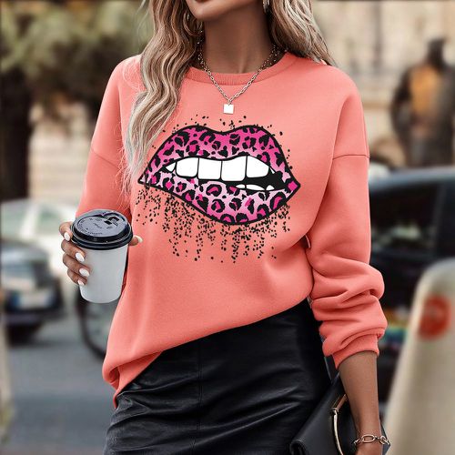 Sweat-shirt à imprimé lèvre - SHEIN - Modalova