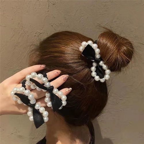 Pièces Élastique à cheveux avec nœud à fausse perle - SHEIN - Modalova
